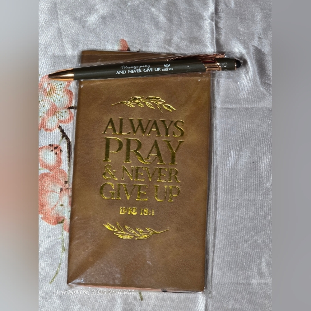 Brown Journal with Gold Lettering and stylus Pen nip
